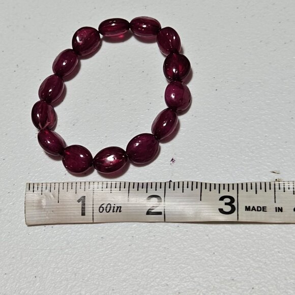 Retro Red Beaded Chunky Stretch Bracelet 80s 90s Fashion Jewelry Women - Picture 3 of 3